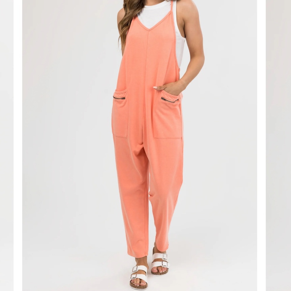 22 Mineral Washed French Terry Harem Jumpsuit